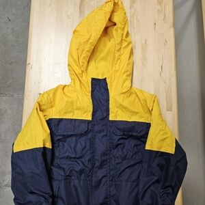 Carter's Hooded Fleece Lined Jacket SZ Boy Youth M 5 6 XS yellow navy stripes